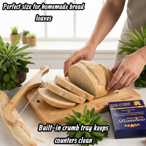 Paz Fumis bamboo crumb tray keeps counters tidy during use.