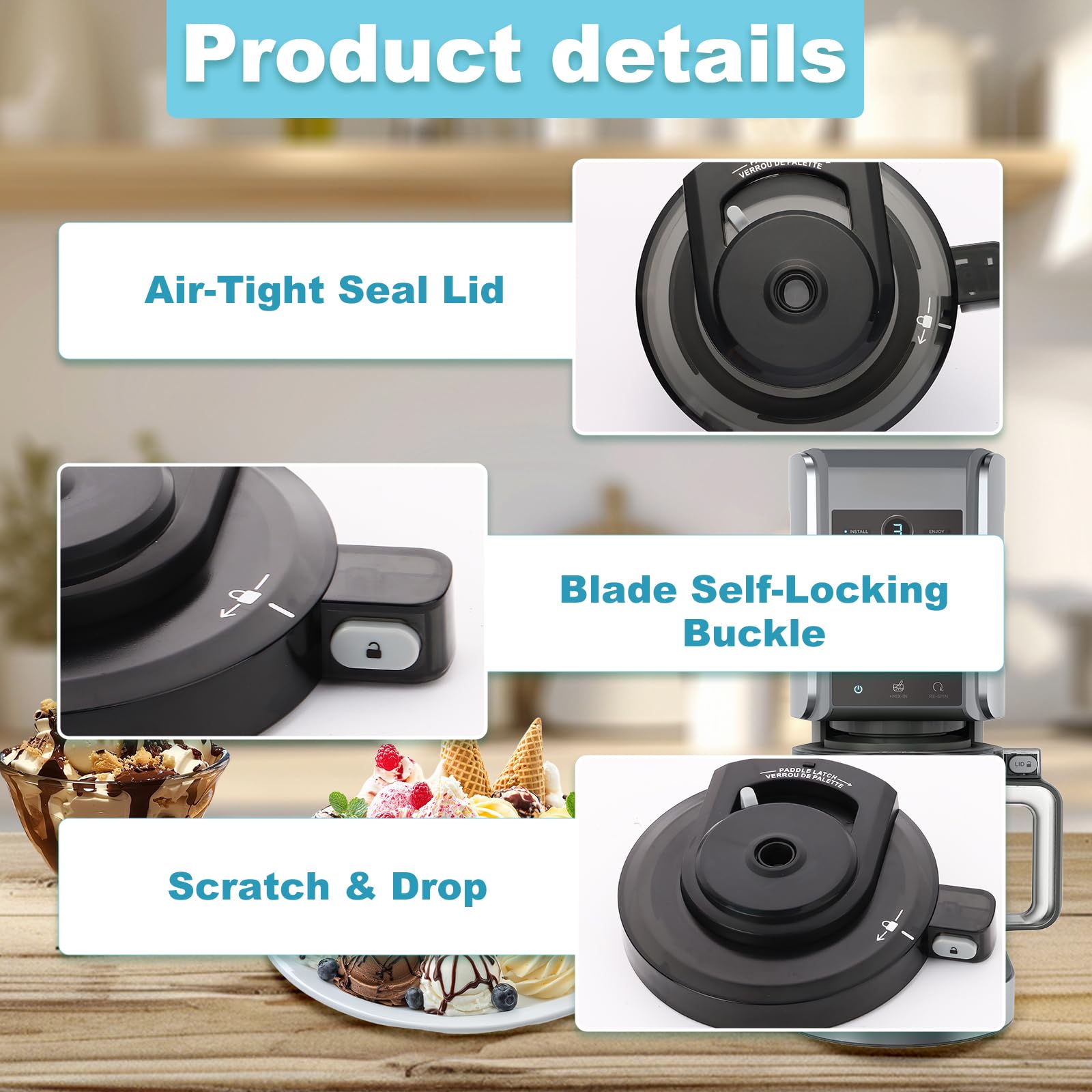 Pcttoil outer lid provides a secure, leak-proof seal for Ninja Creami bowls.