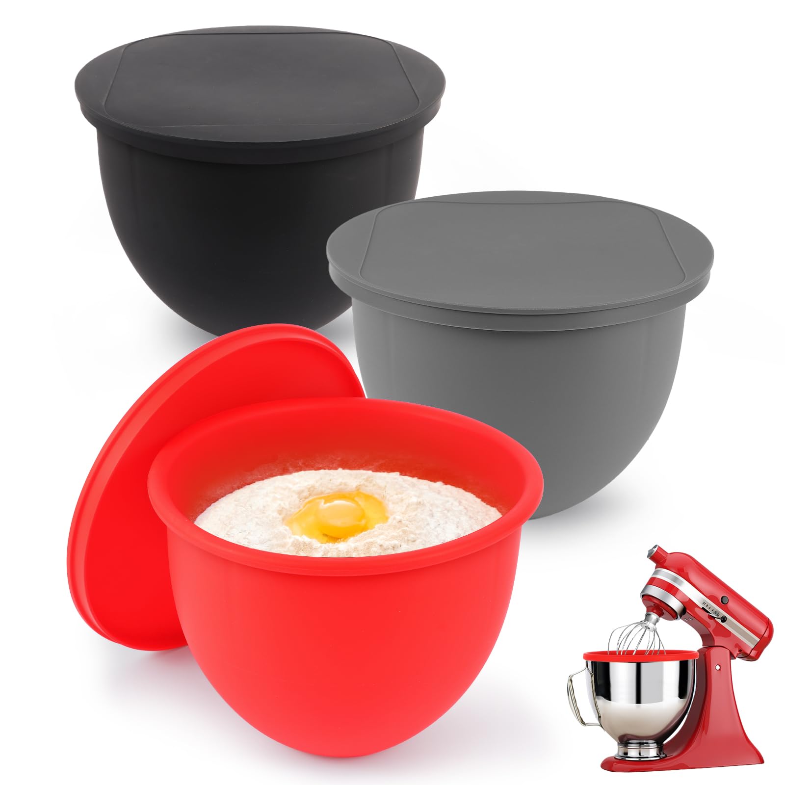 PCTTOIL silicone bowl liner for KitchenAid Tilt-Head 5 Qt, secure fit and reusable.