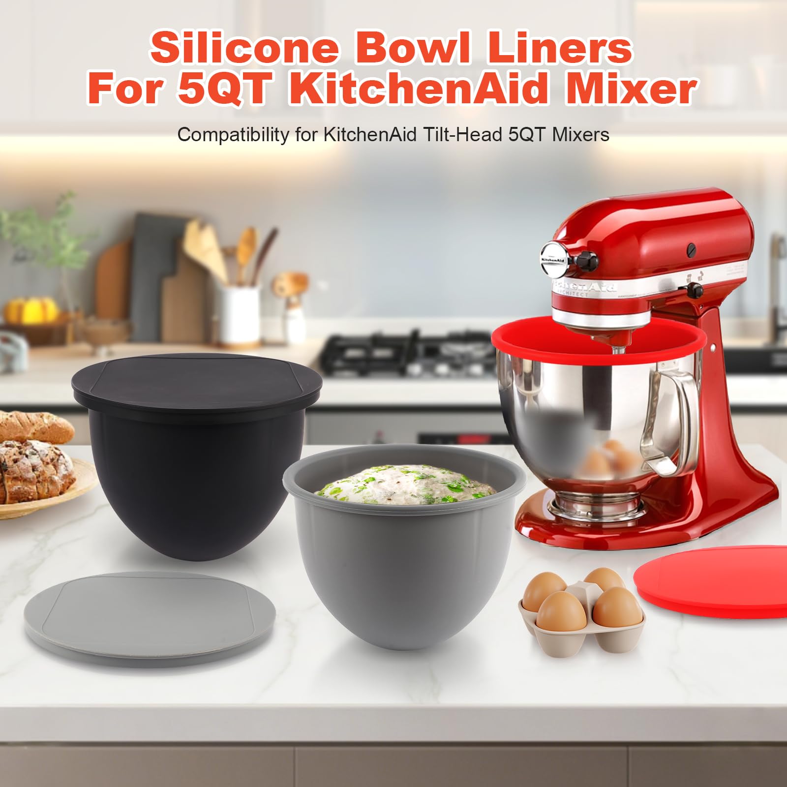 PCTTOIL silicone bowl liner with lid for storing batters and leftovers.