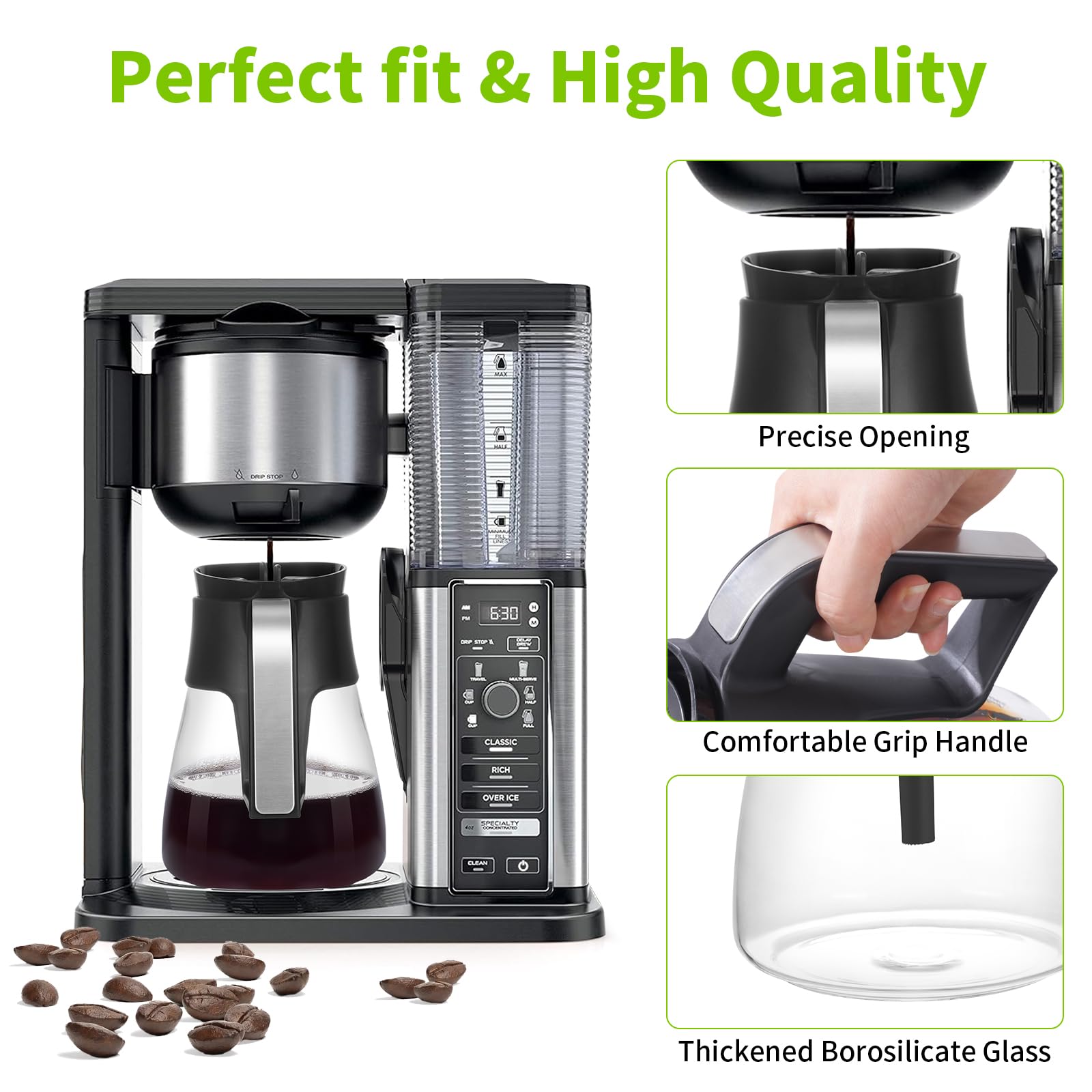 PCTTOIL stainless steel accent adds a sleek, durable look to the carafe.