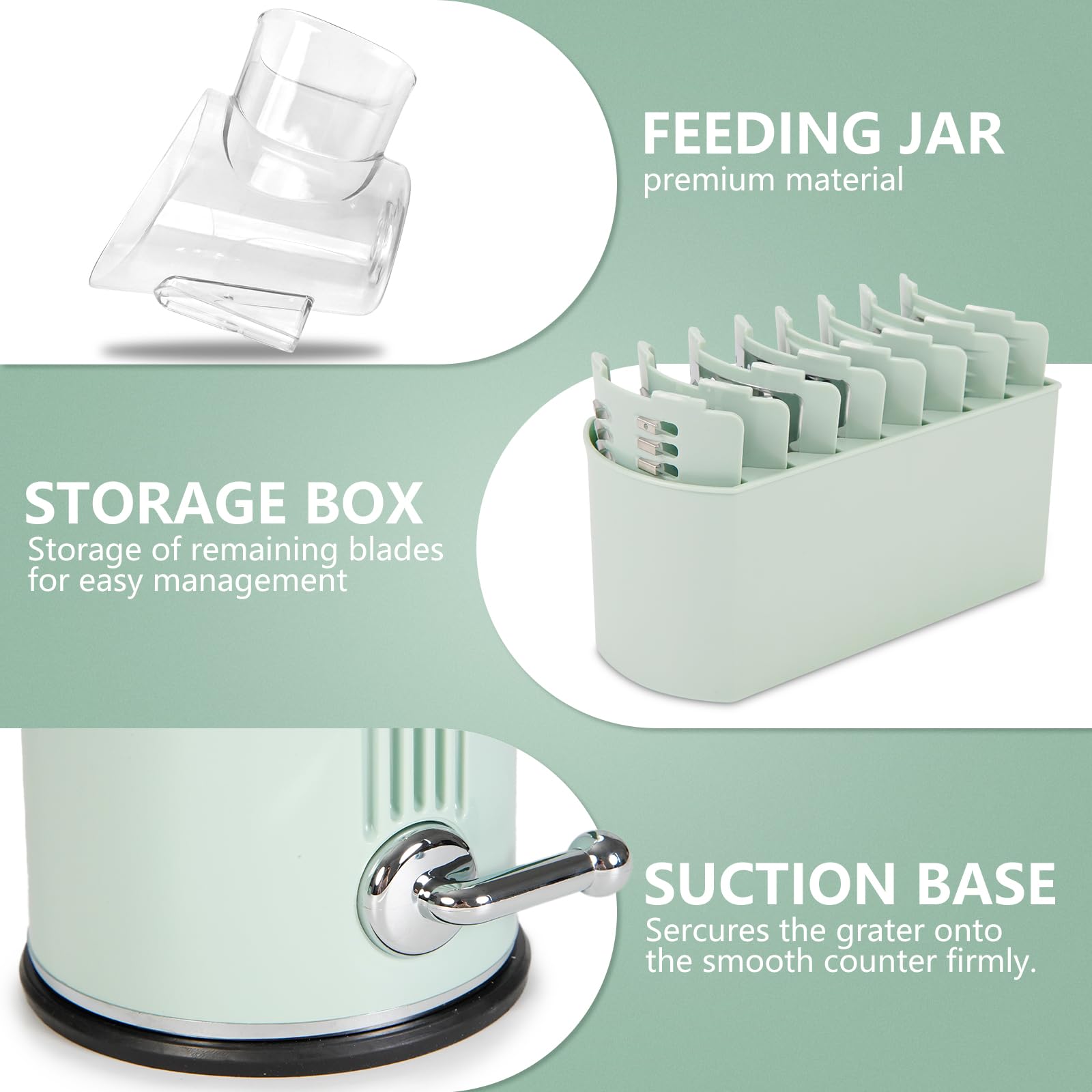 PDAENLKY 5 blades storage box highlights blade variety for slicing and grinding