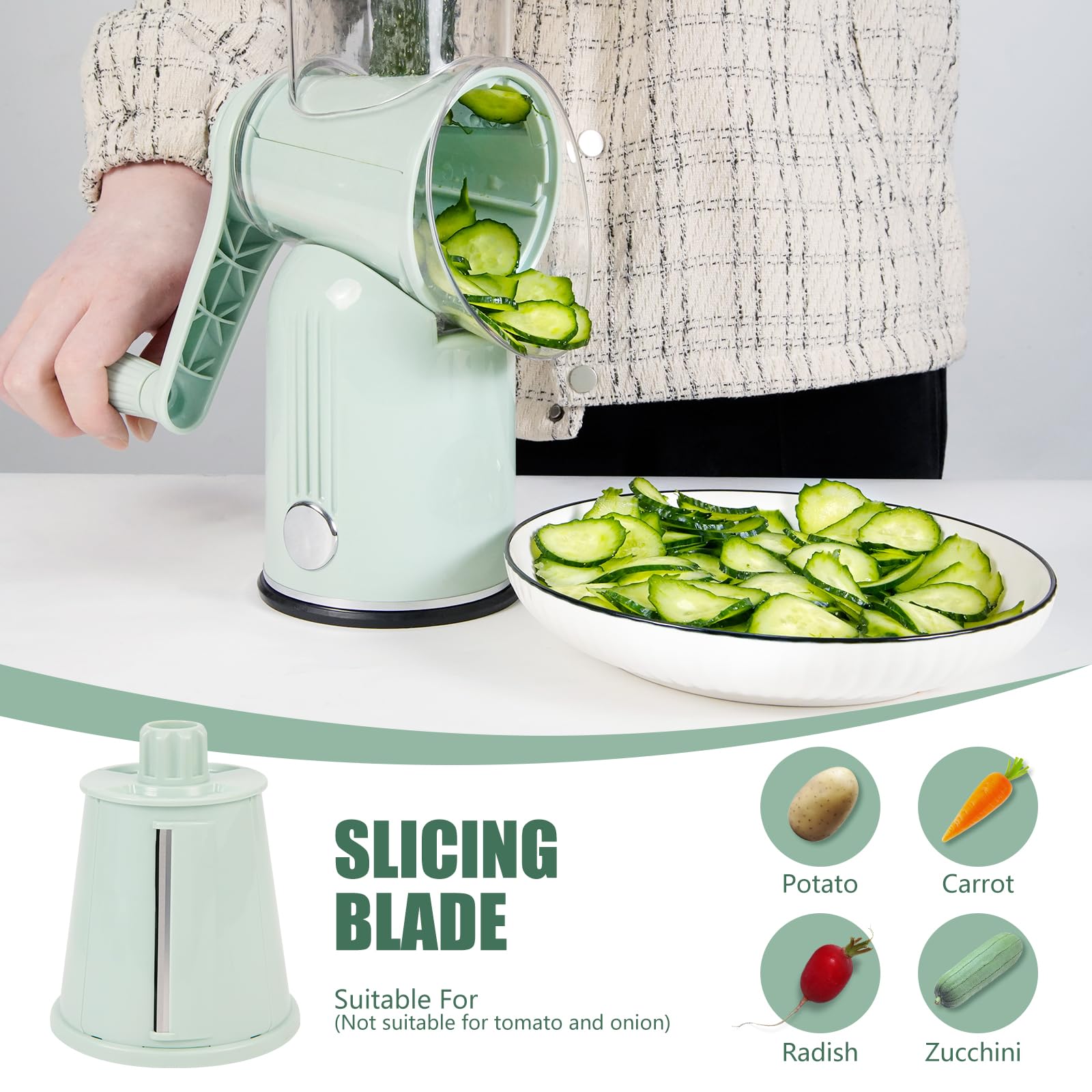 PDAENLKY grater side view shows sturdy suction base for stable prep