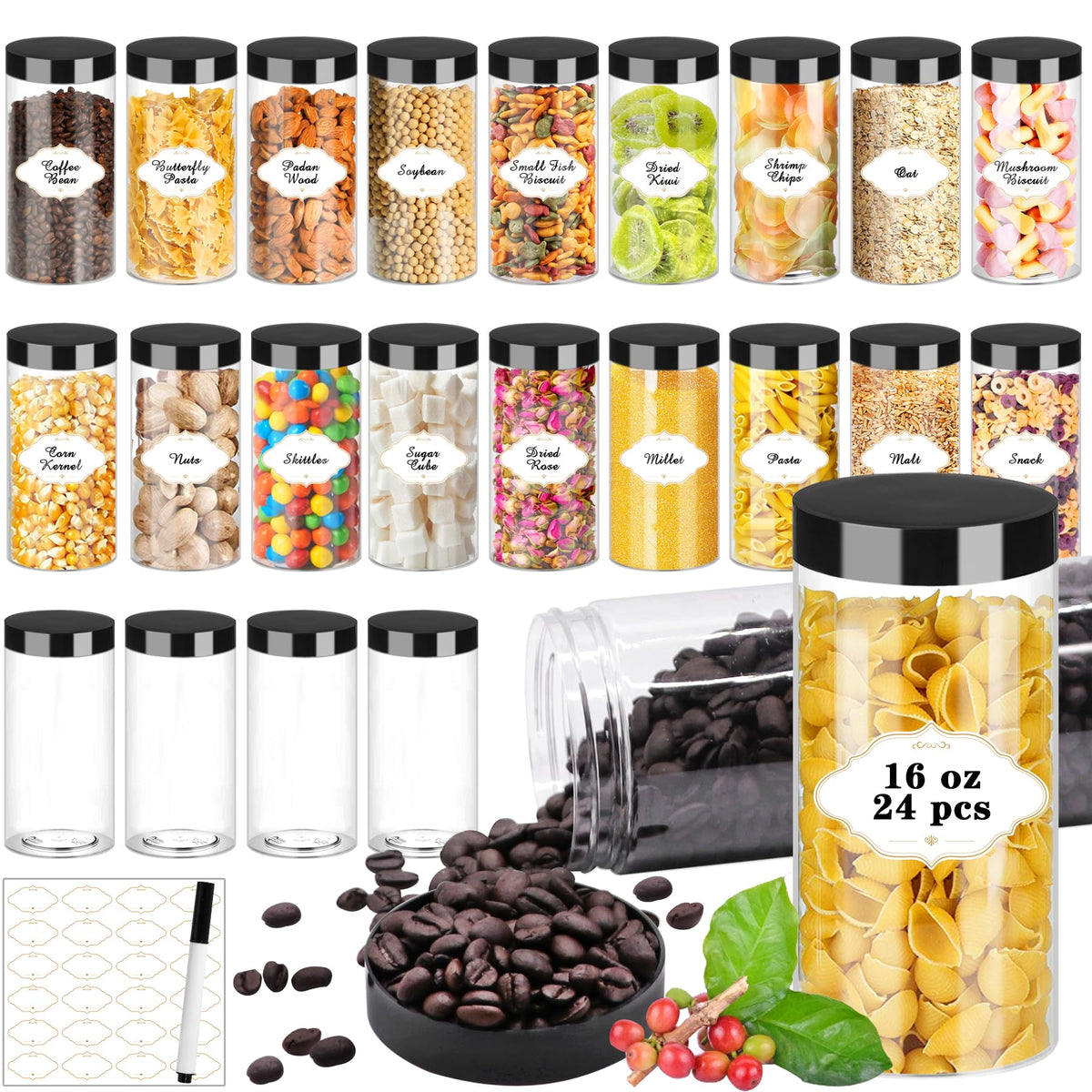 PeacePeo 16oz clear jar with lid for easy viewing of contents.