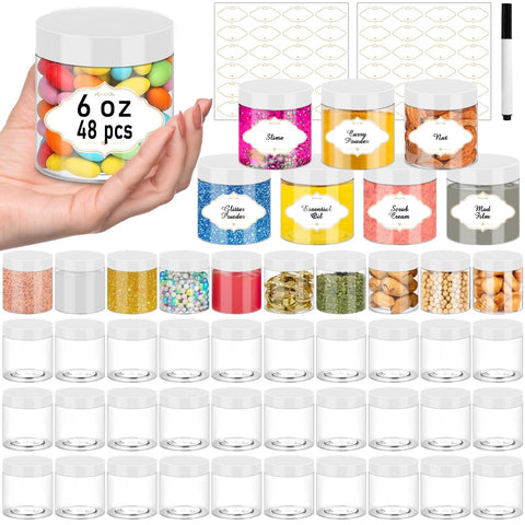 PeacePeo 6oz clear jar with wide mouth for easy filling and viewing contents.