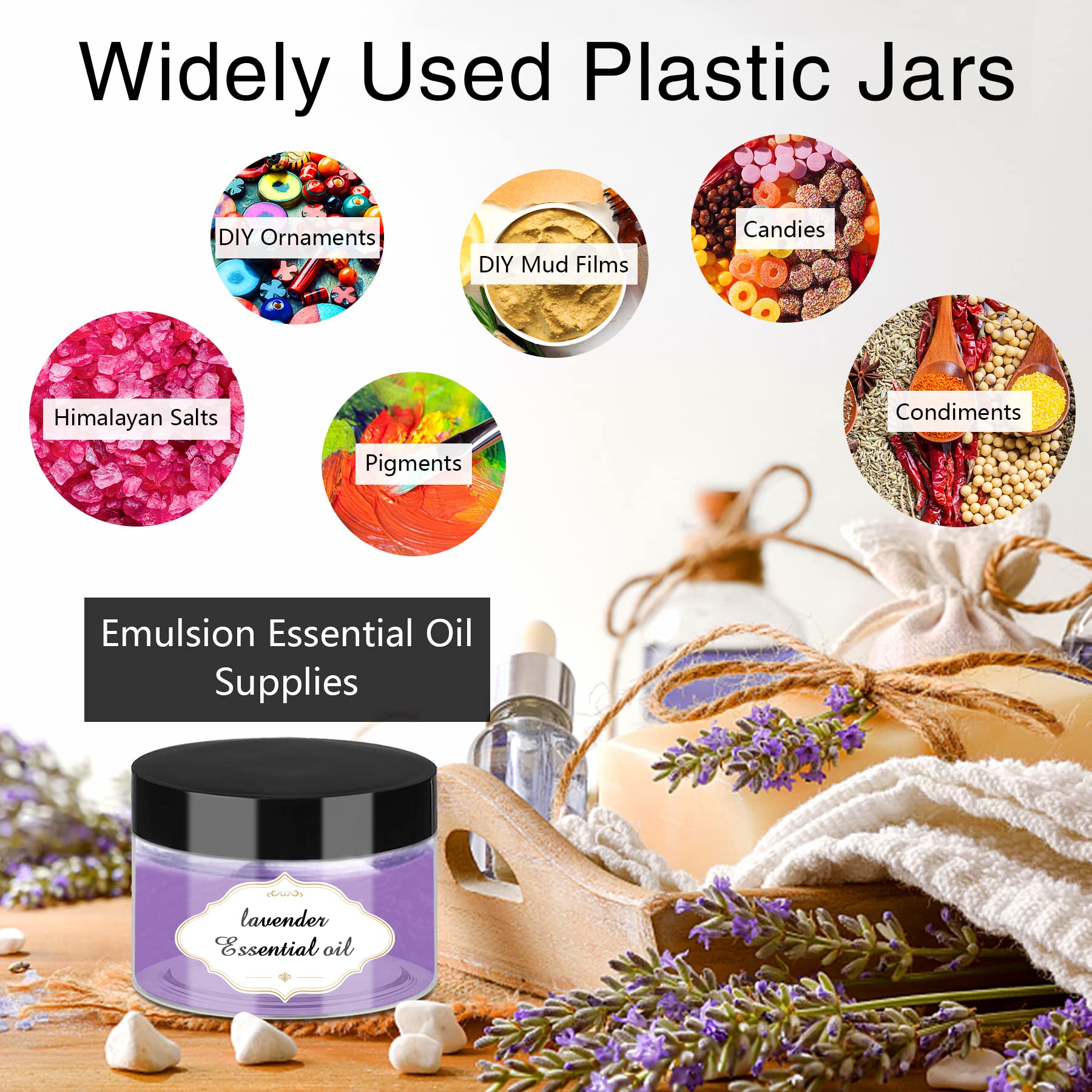 PeacePeo 72-pack of clear jars displayed for DIY projects