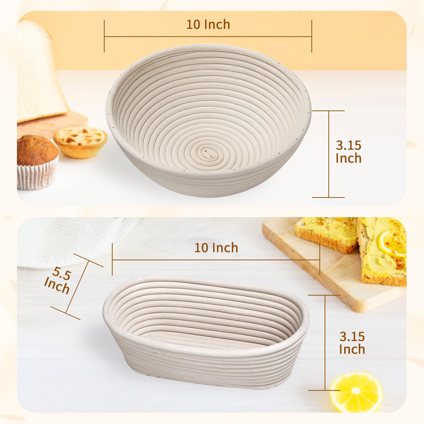 PeacePeo oval banneton basket 10inch ideal for rustic loaves and even rise.