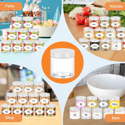 PeacePeo versatile 6oz jars ideal for slime, cosmetics, or crafts.