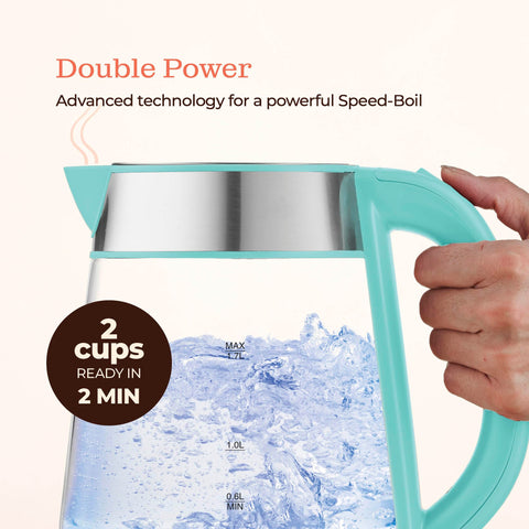 Peach Street Speed-Boil kettle on 360° base enabling easy cordless pouring.