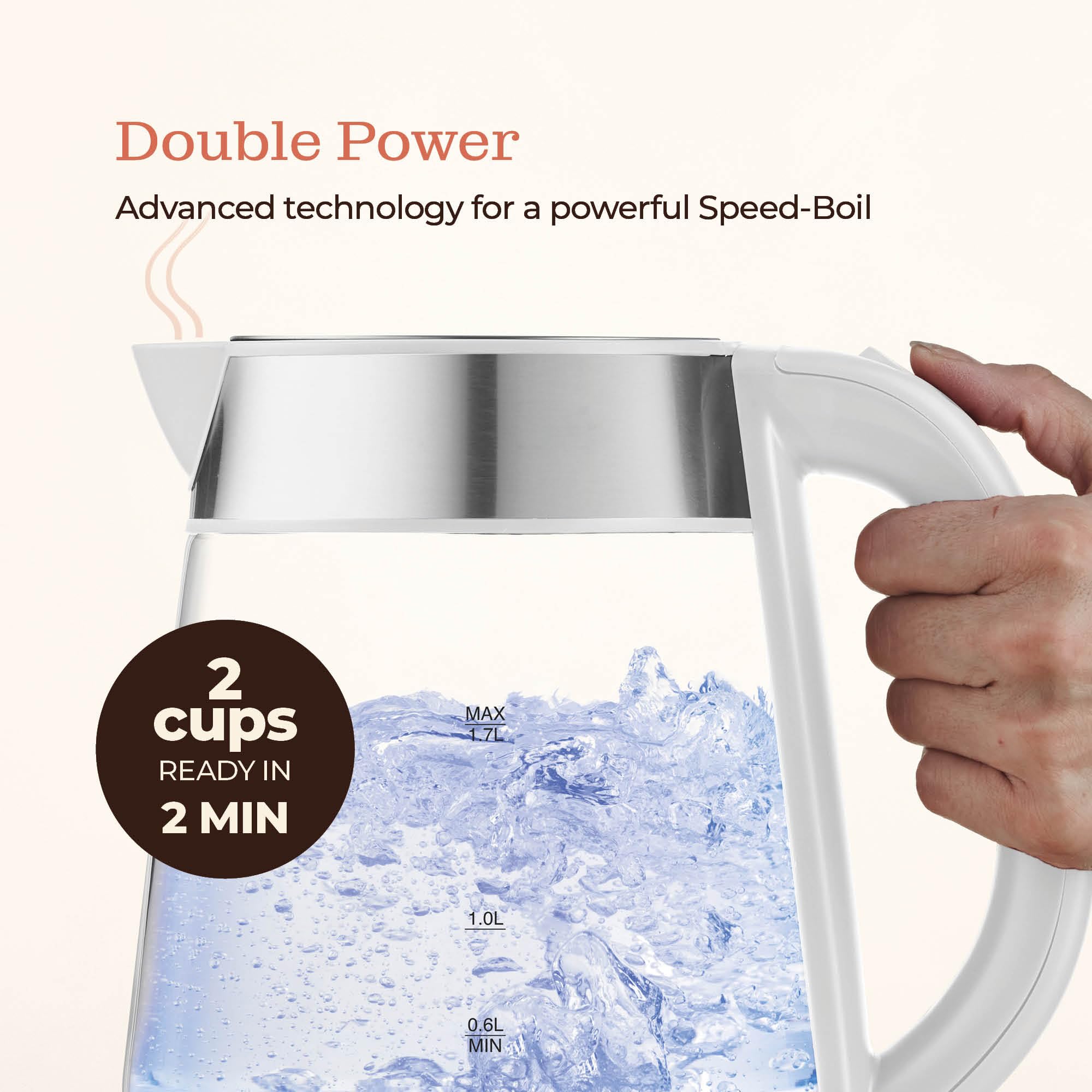 Peach Street Speed-Boil auto shut-off for safe, worry-free boiling.