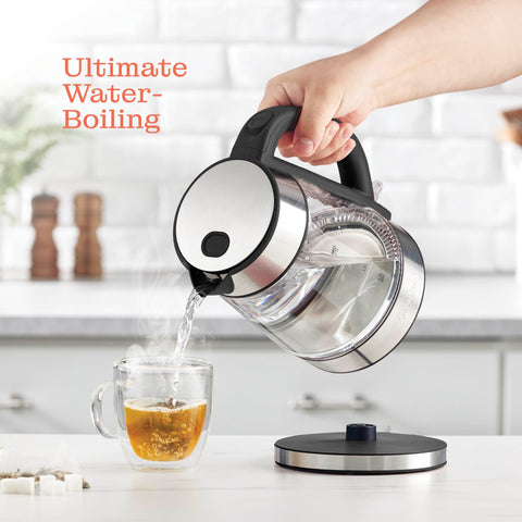 Auto shut-off feature of Peach Street Speed-Boil kettle for safe use.