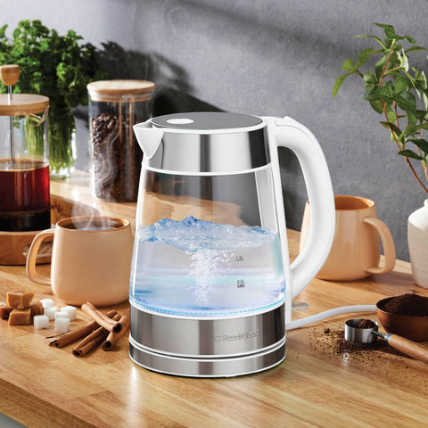 Peach Street Speed-Boil kettle base 360° rotation for easy cordless pouring.
