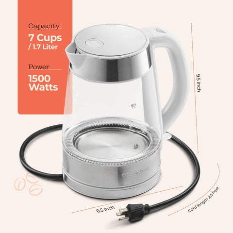 Peach Street Speed-Boil borosilicate glass body for durability and clarity.