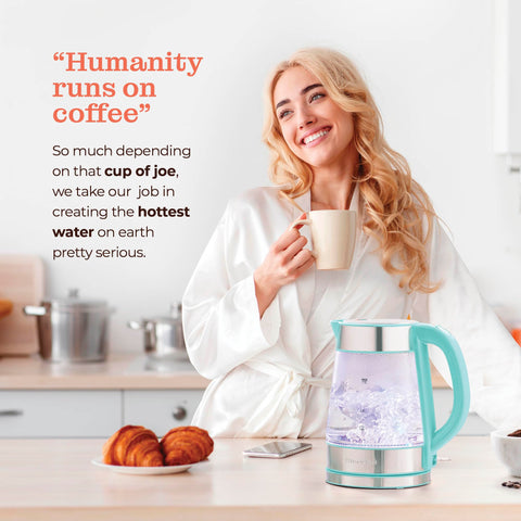 Peach Street Speed-Boil kettle cool-touch handle during operation for safe handling.