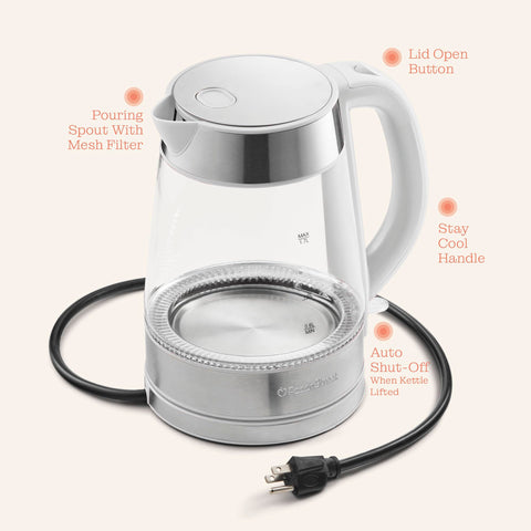 Peach Street Speed-Boil detachable base storage keeps cords tidy.