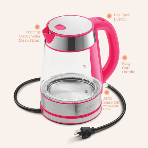 Peach Street Speed-Boil built-in mesh filter keeps tea bags out of the pour.