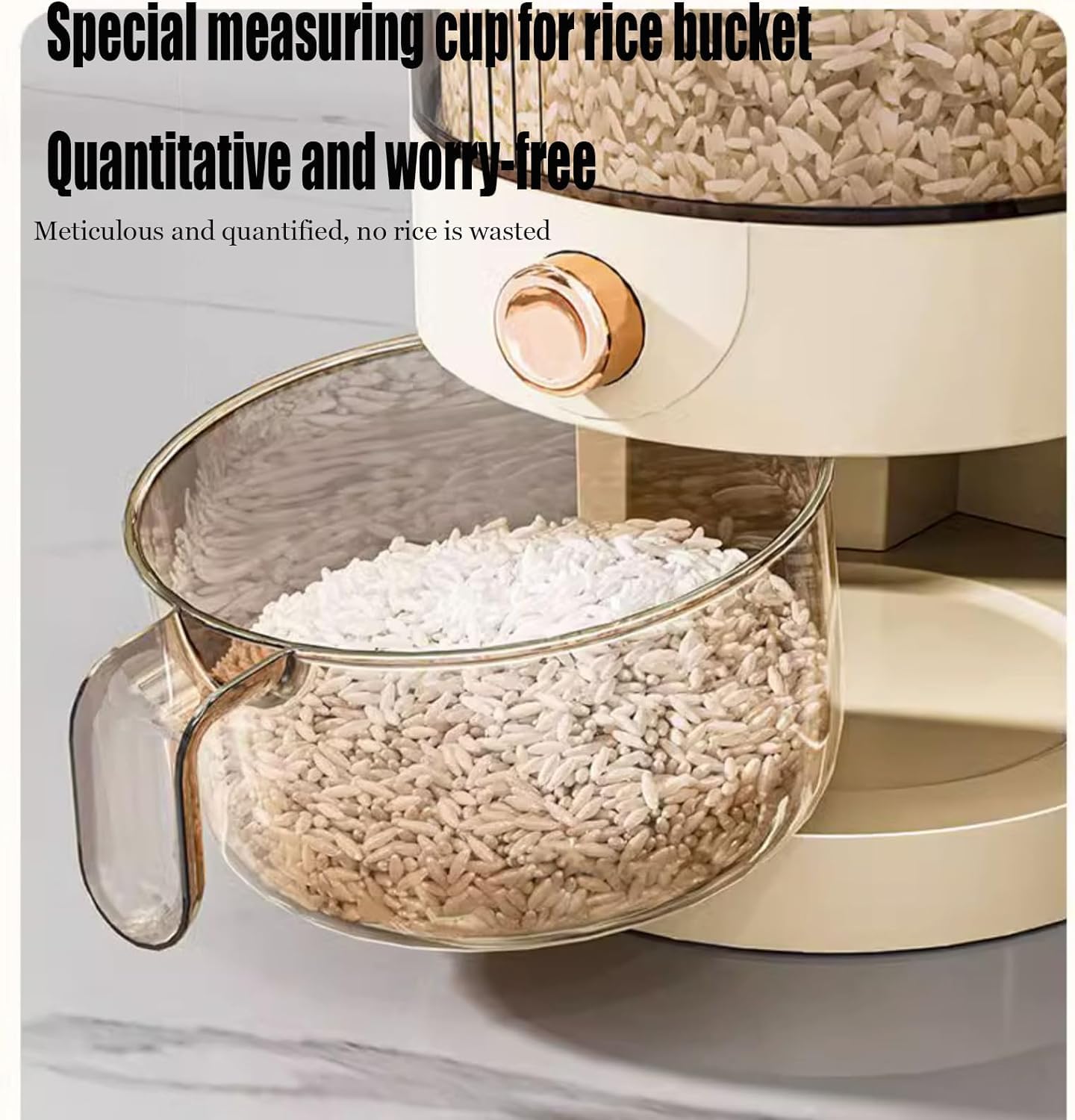 Peaoop rice bucket features a convenient one-button operation for quick servings
