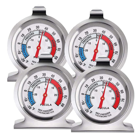PECULA four-pack refrigerator thermometer with a large dial for quick reading