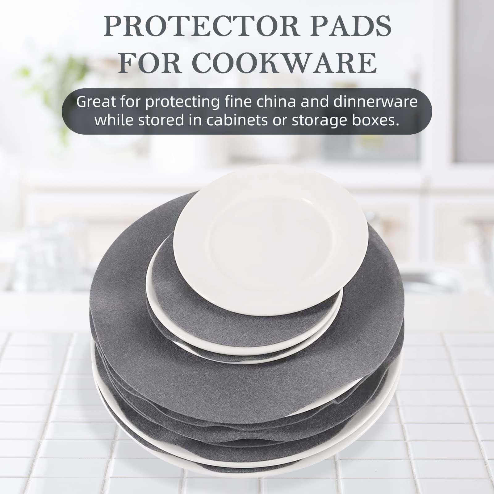 Pehciroe 7.5in medium felt plate divider shields dinnerware during stacking.