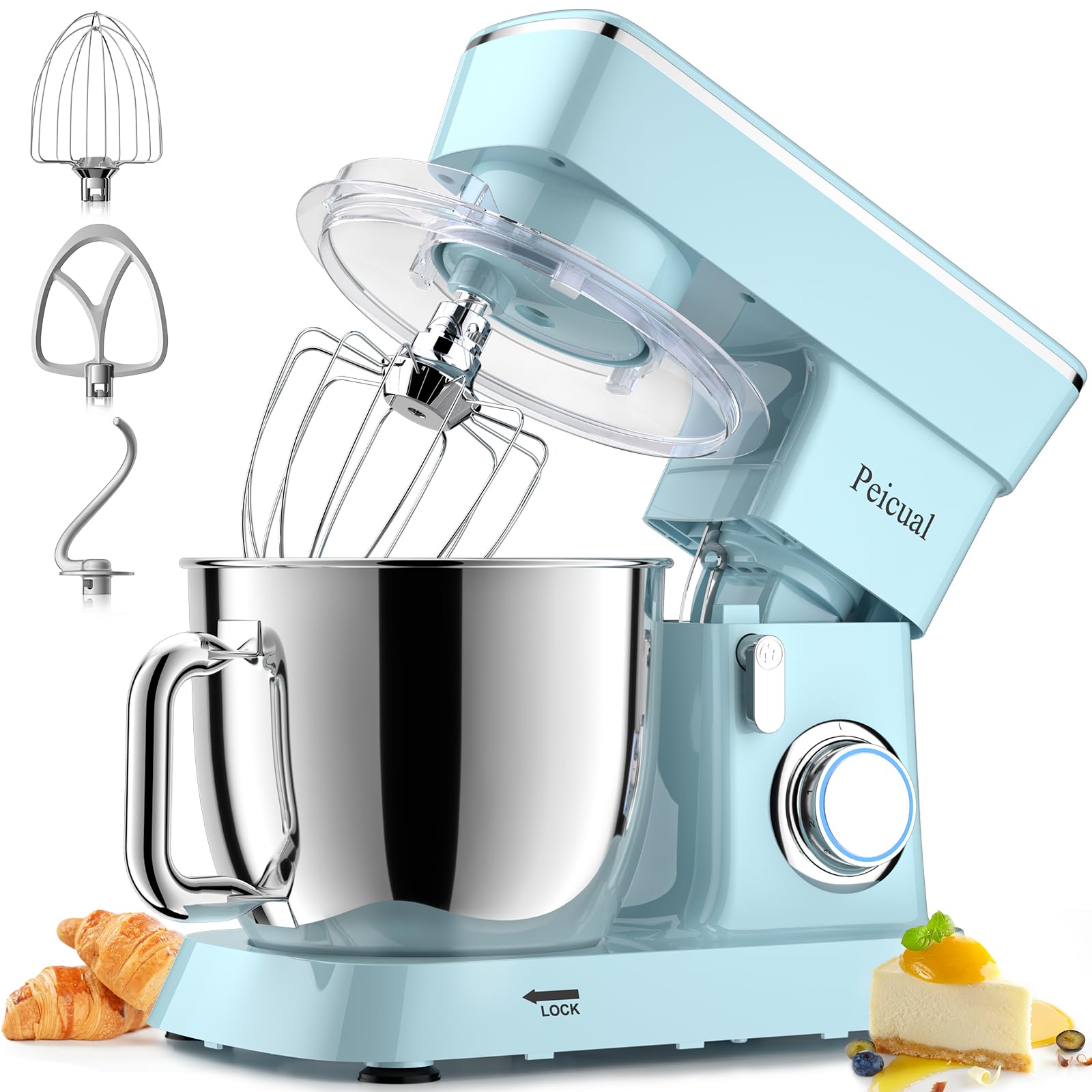 Peicual stand mixer with tilt-head for easy attachment access