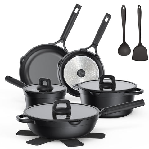 PekGema 14pc nonstick set shown for versatile weekly cooking.