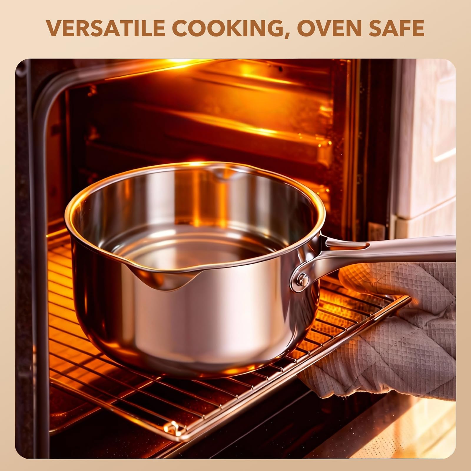 PekGema 3qt saucepan featuring dual pour spouts for controlled draining.