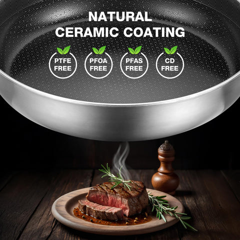 PekGema Hybird pan oven-safe up to 500°F for finish-to-table recipes.