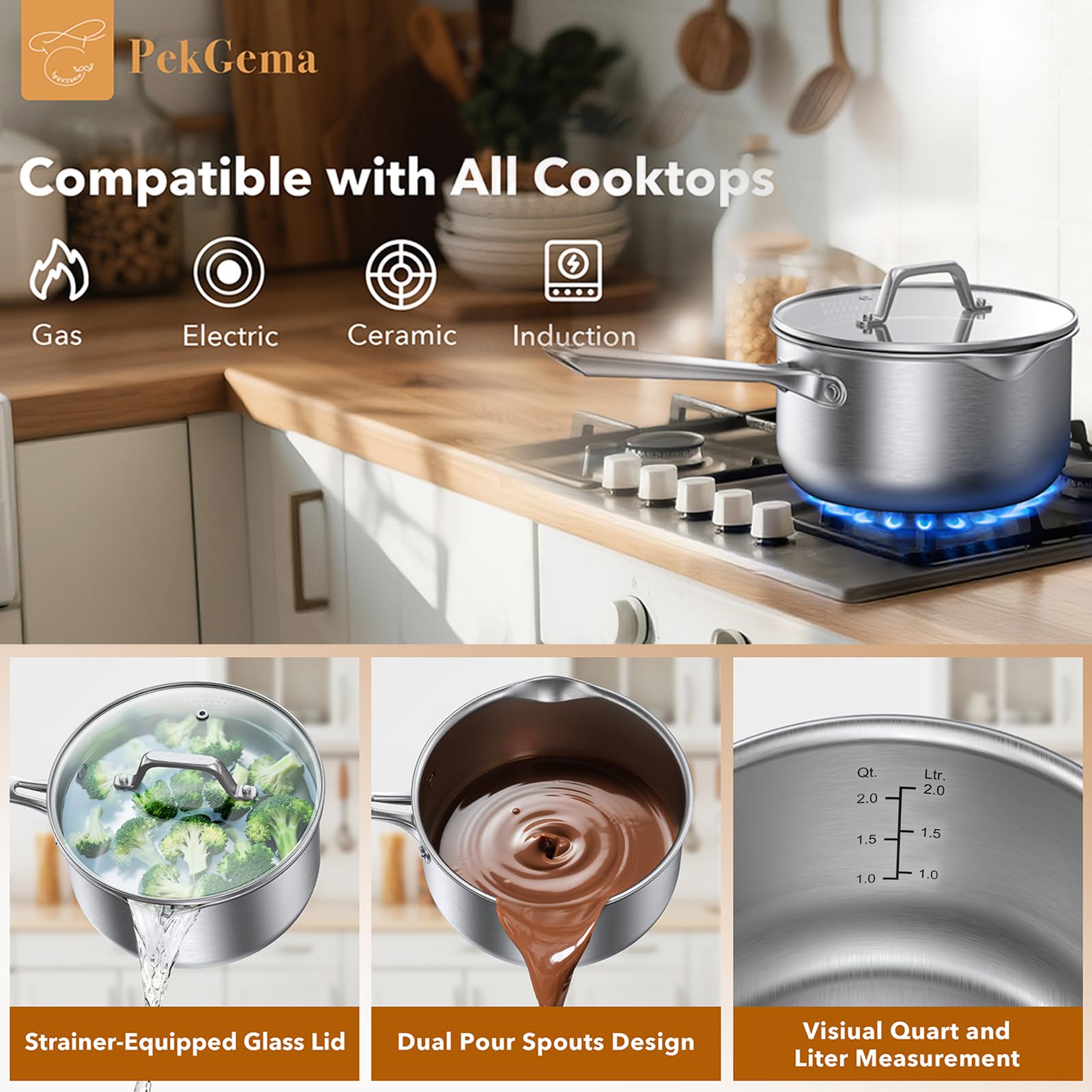 PekGema lid integrated with handle for compact storage.