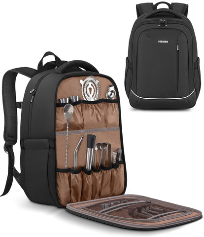 PEKREWS Bartender Bag main compartment secures bottles during travel