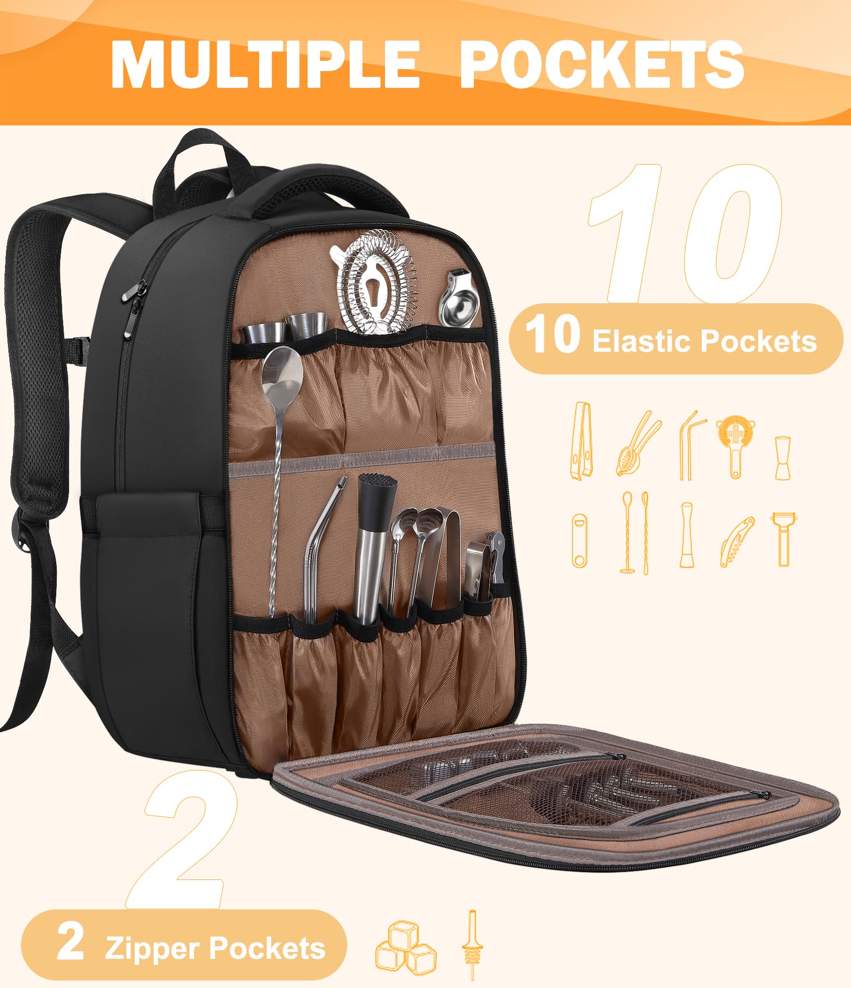 PEKREWS Bartender Bag top handle and padded straps for comfortable carry