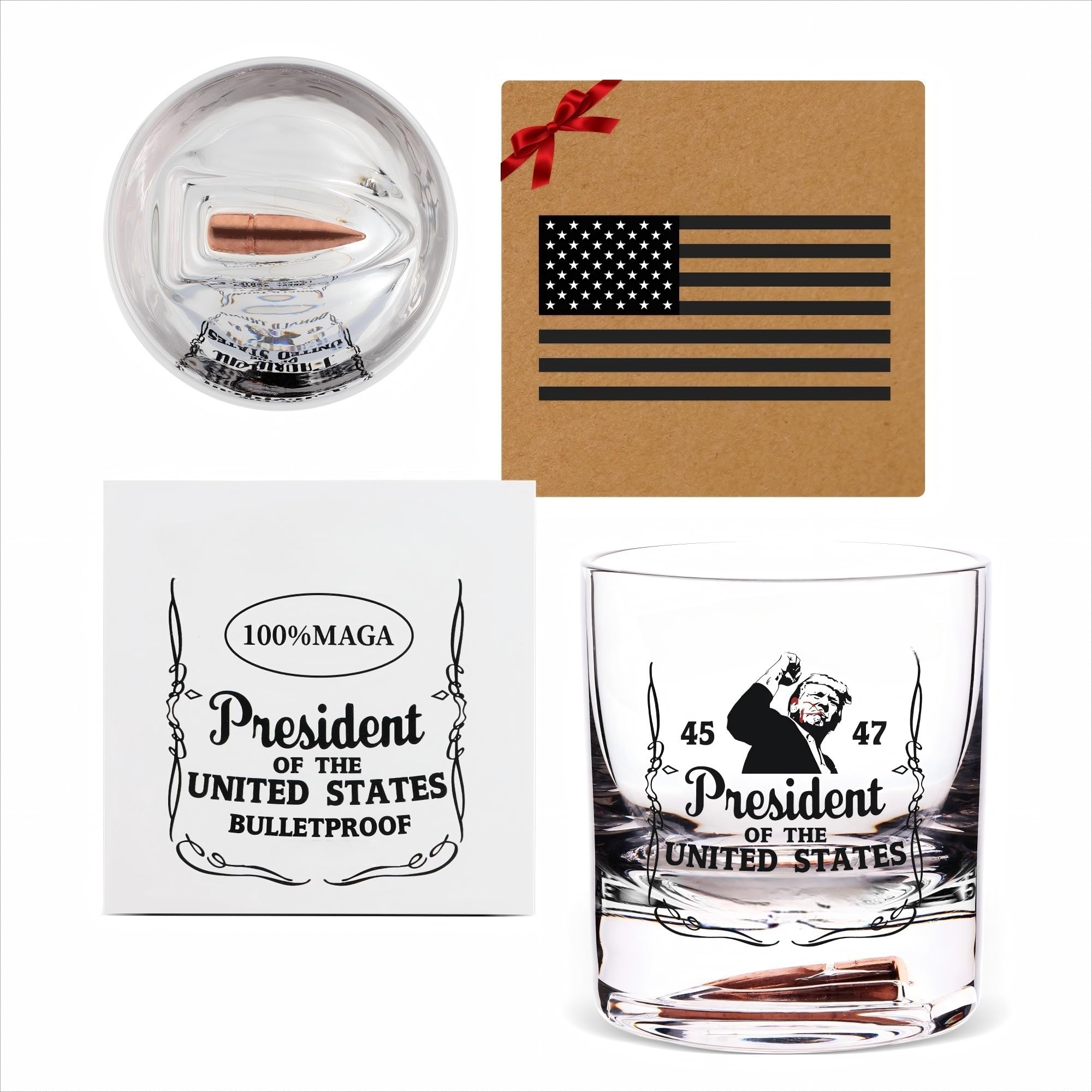 Pekuality Funny Whiskey Glasses with bullet inlay for a unique collectible design and conversation starter