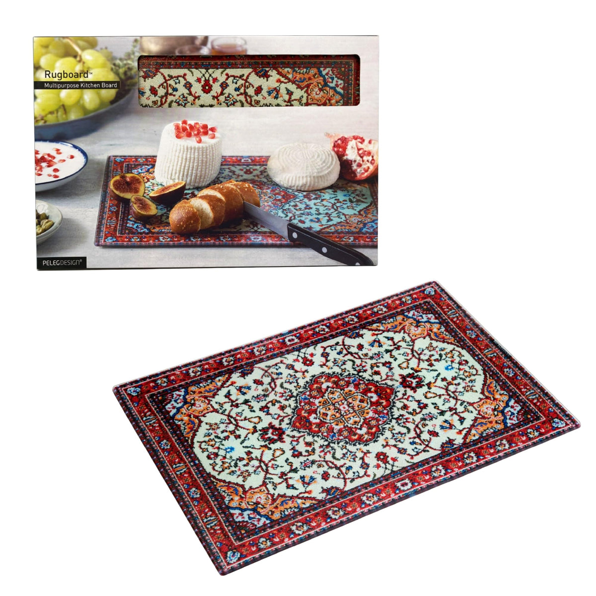 PELEG DESIGN Rugboard cutting board shows versatile prep and serving use.
