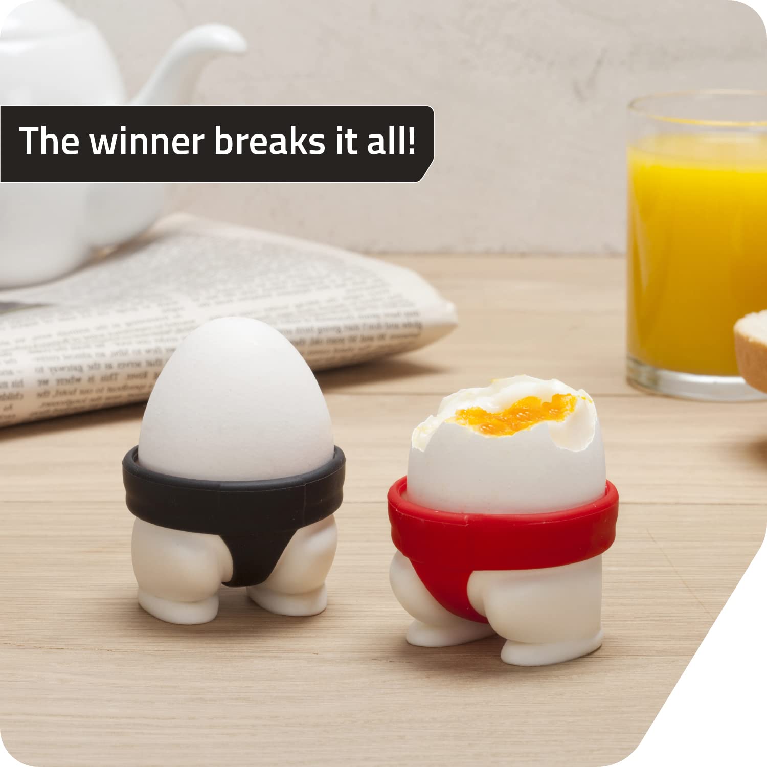 PELEG DESIGN Sumo Eggs closeup highlights bold colors for fun breakfast service.