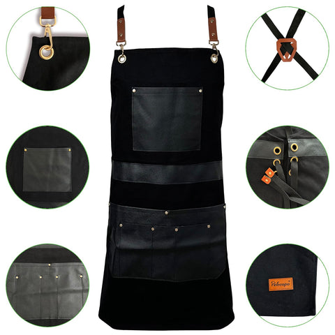 Pelocapa barber apron canvas detail emphasizes material quality