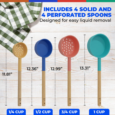 Pelto color-coded cups with engraved sizes simplify quick, accurate portioning