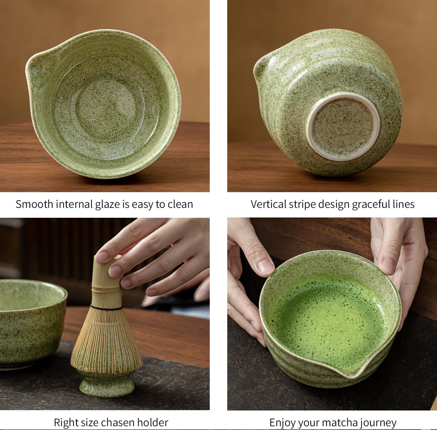 Pemucen bamboo matcha whisk creates frothy, well-mixed tea
