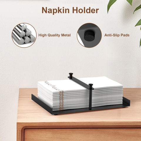 Close-up of PENGARO center-bar metal napkin holder showing sturdy build.
