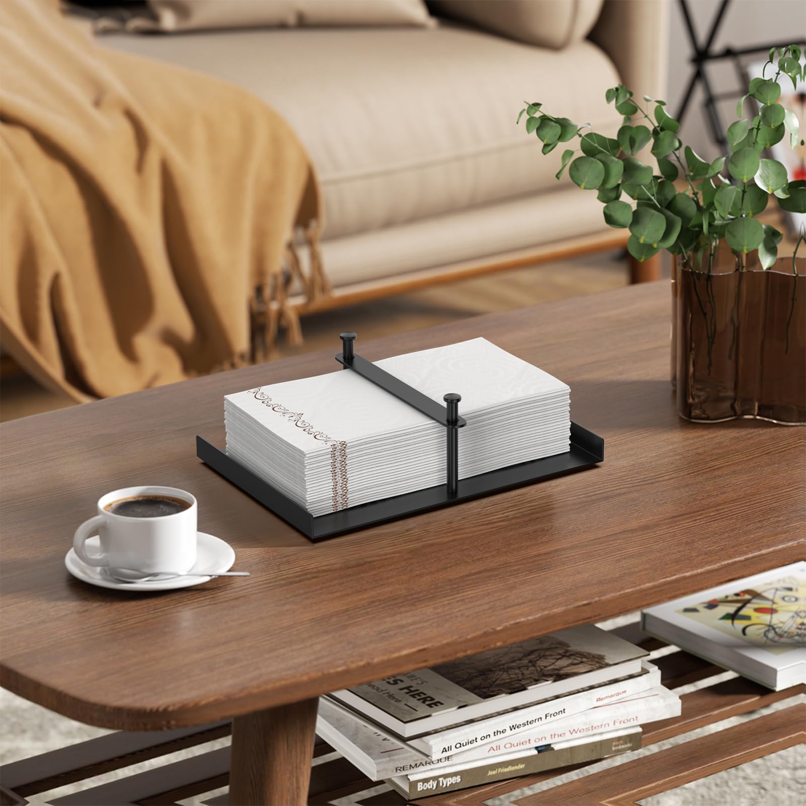 PENGARO napkin holder doubles as a tray for envelopes and notes in office.