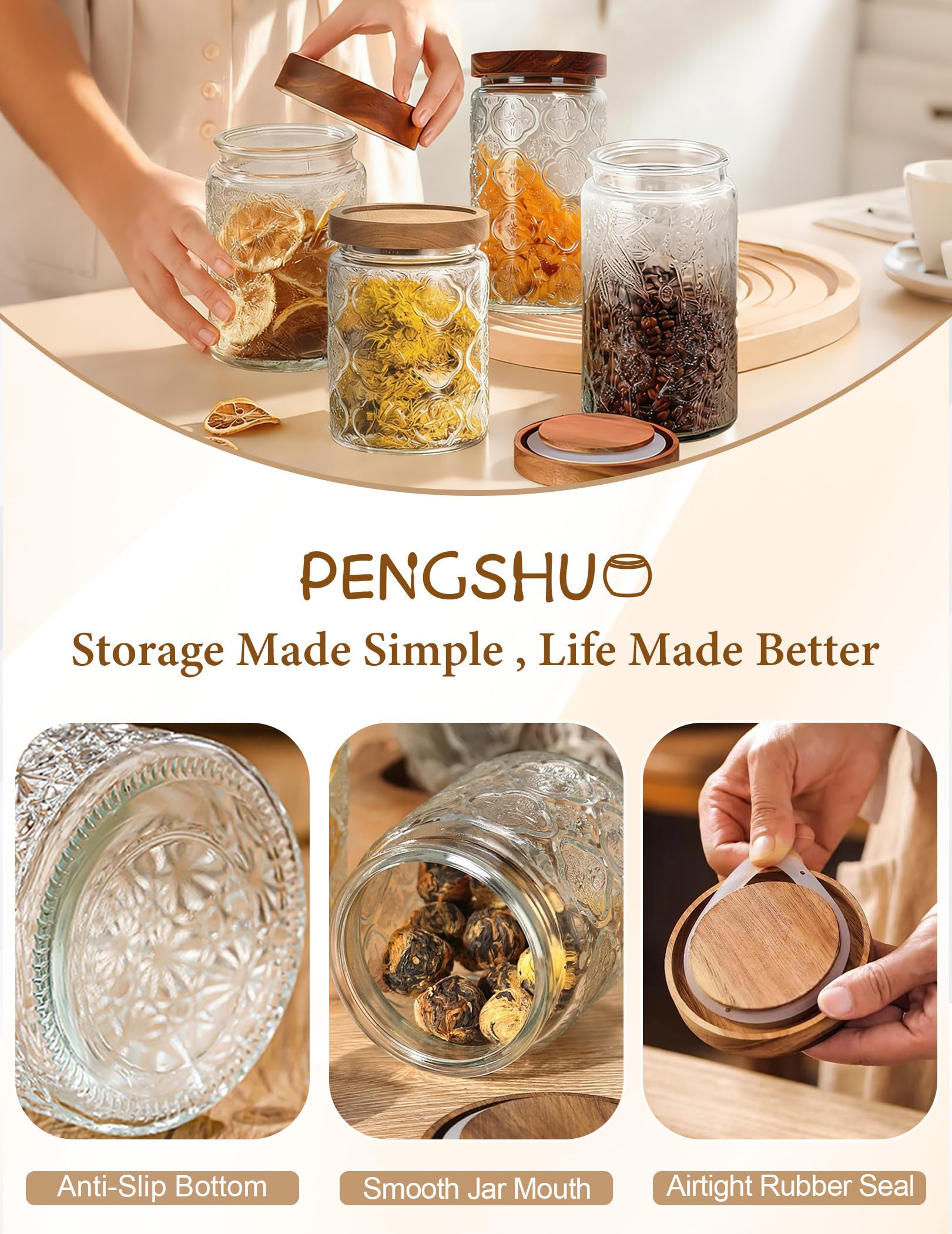 Pengshu vintage floral design jar enhancing kitchen decor
