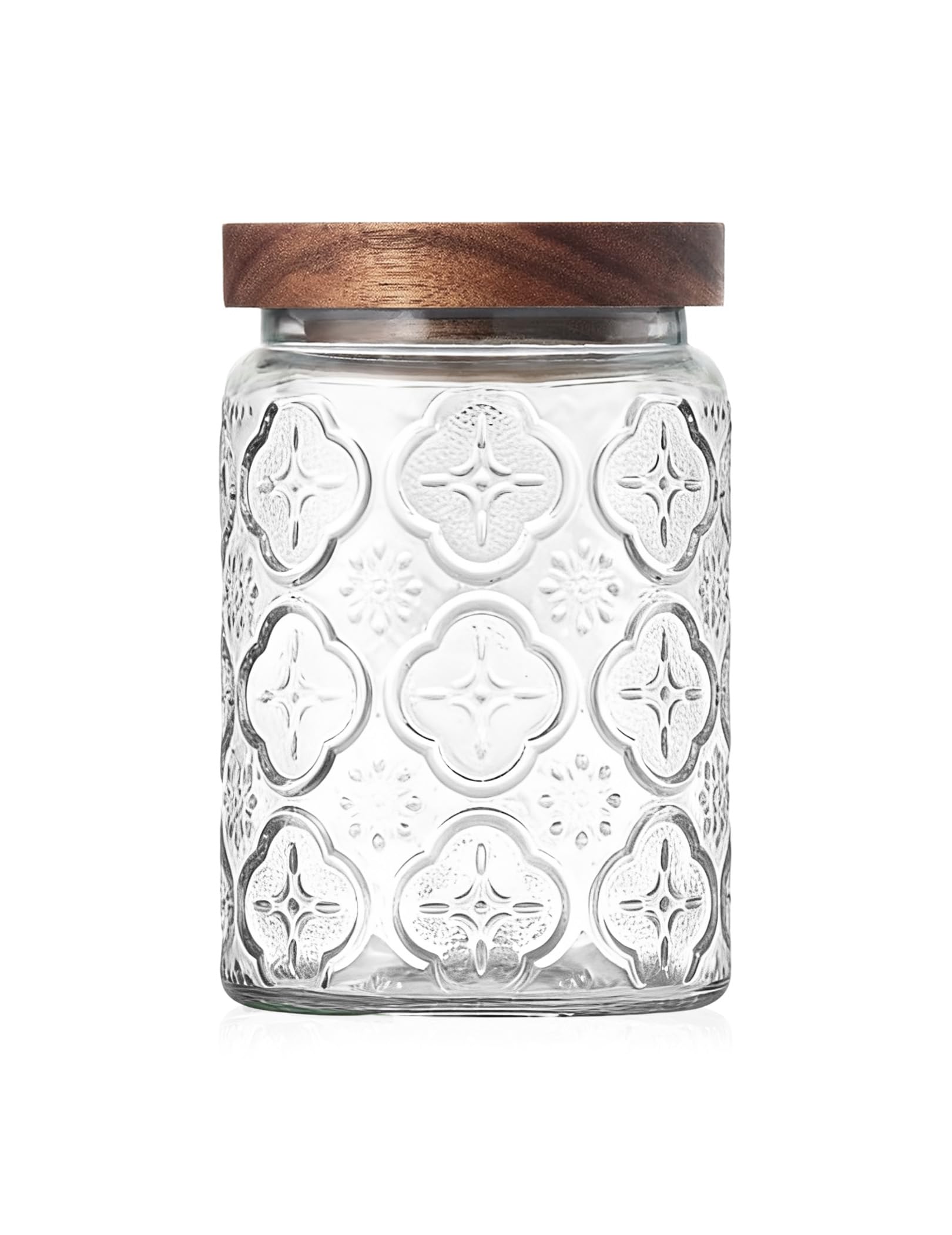 Pengshu vintage glass jar with wood lid displaying clear contents for pantry organization