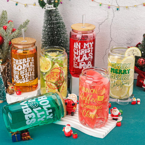 Pengtai 16oz iced coffee tumbler with knitted doll and lid, perfect for holiday drinks.