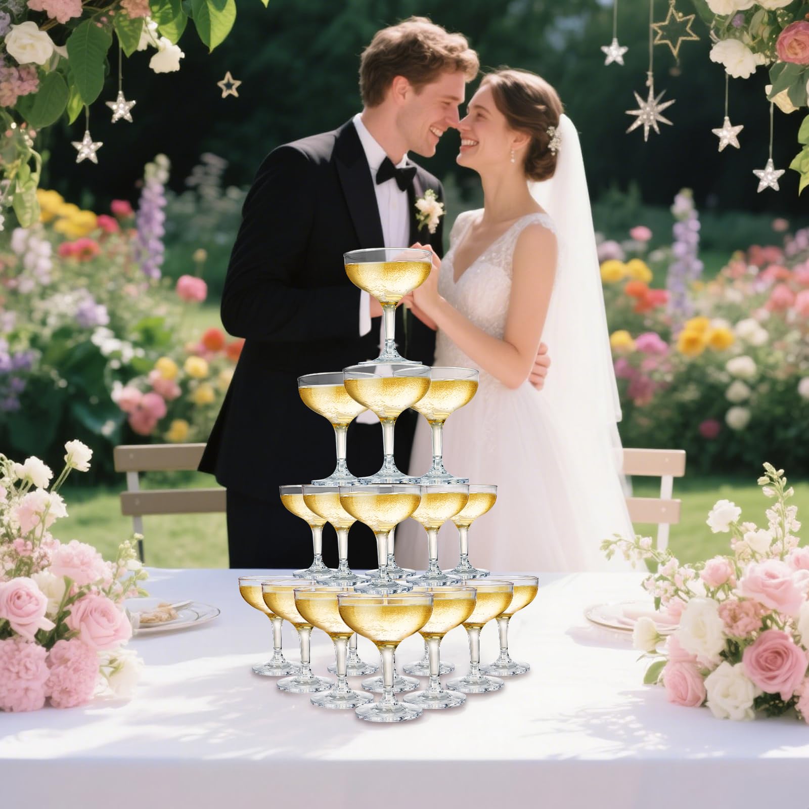 Peohud coupe glasses with separable base for easy cleaning.