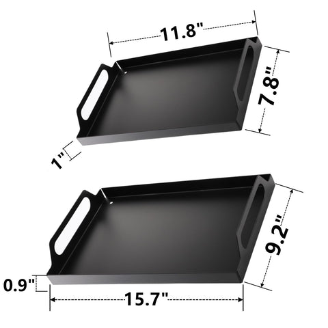Peohud black metal serving tray small with handles for compact use