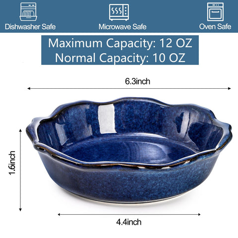 Peohud blue 12oz pie plates with a ruffled edge for elegant servings.
