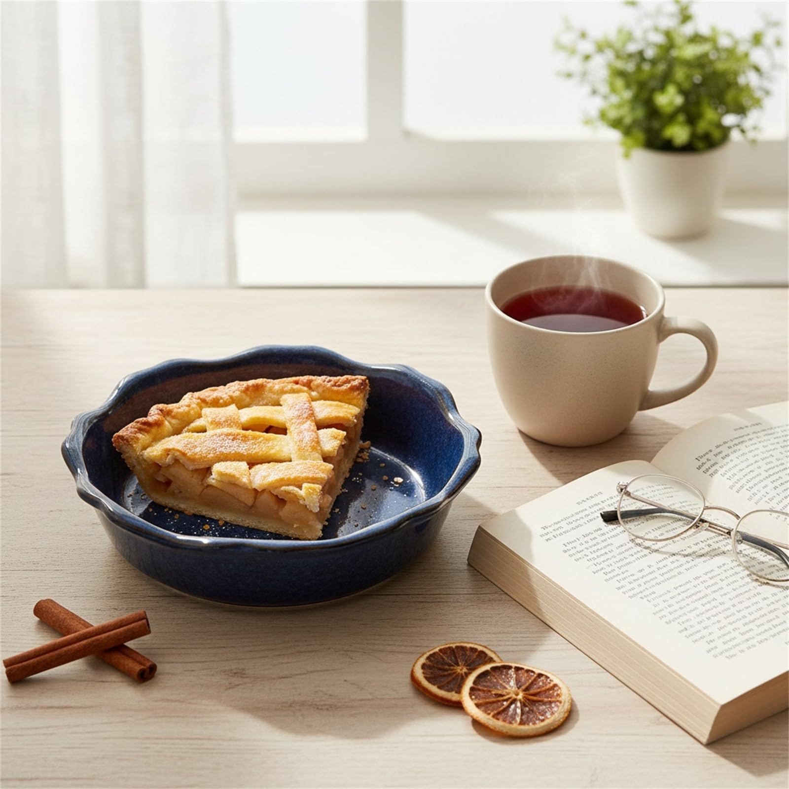 Peohud 12oz pie pans with non-absorbent glaze to prevent flavor transfer.
