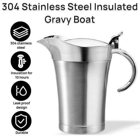 Peohud Gravy Boat hinged lid stays open for easy refilling