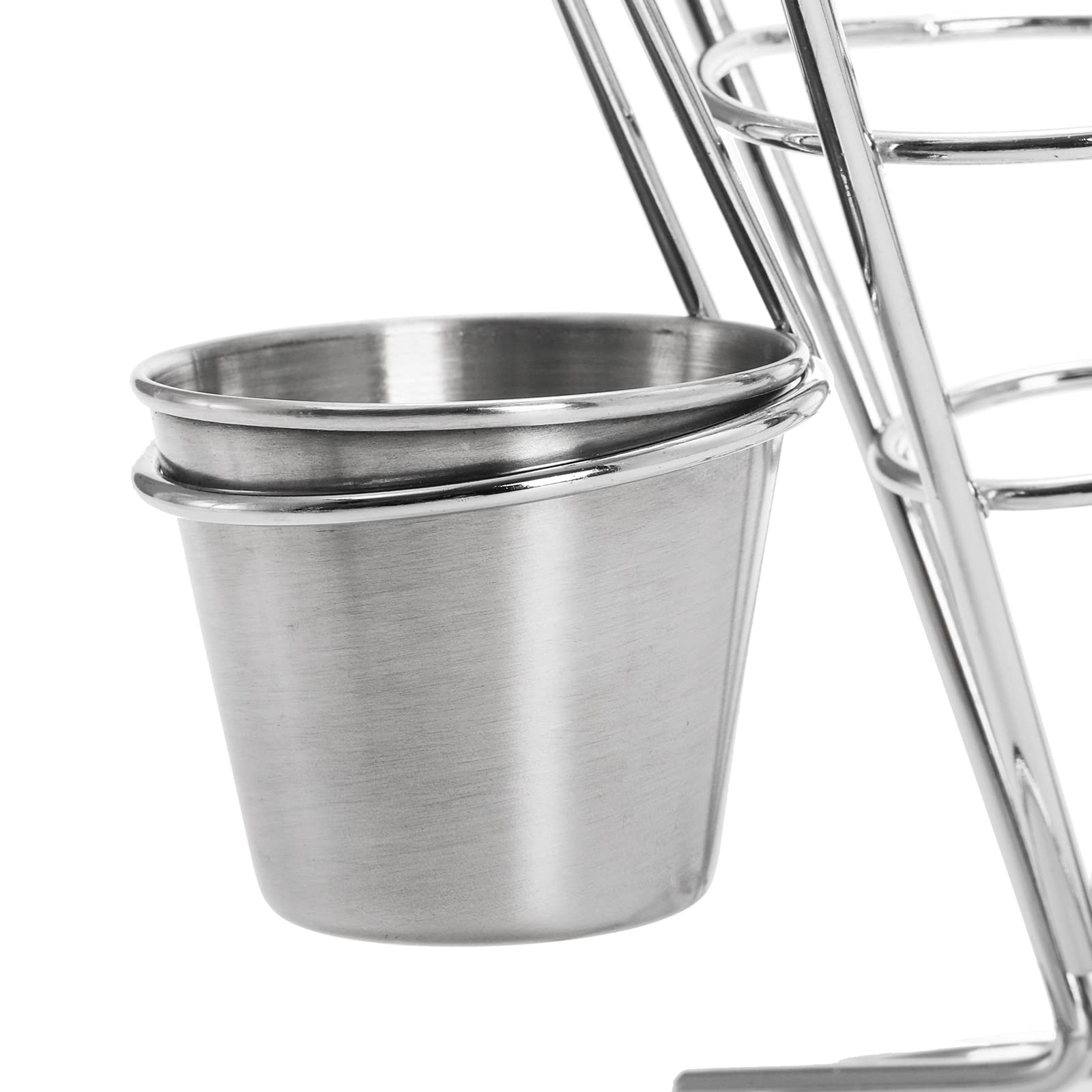 Peohud sauce dipper hanger for fries keeps sauces within reach.