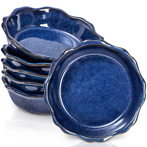 Peohud stackable mini pie dishes in blue saving cabinet space.