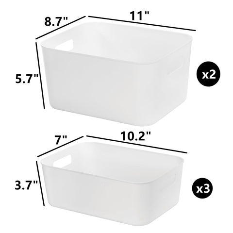 Peohud white storage bin small with handle ideal for drawers.