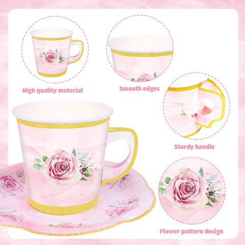 Peony Man gold-rim tea cups add a touch of luxury to beverages.